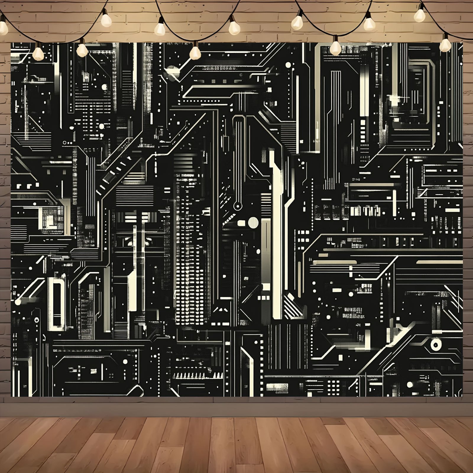 Photography Interest - 2D vlakke banner, 1 abstract printplaatontwerp,