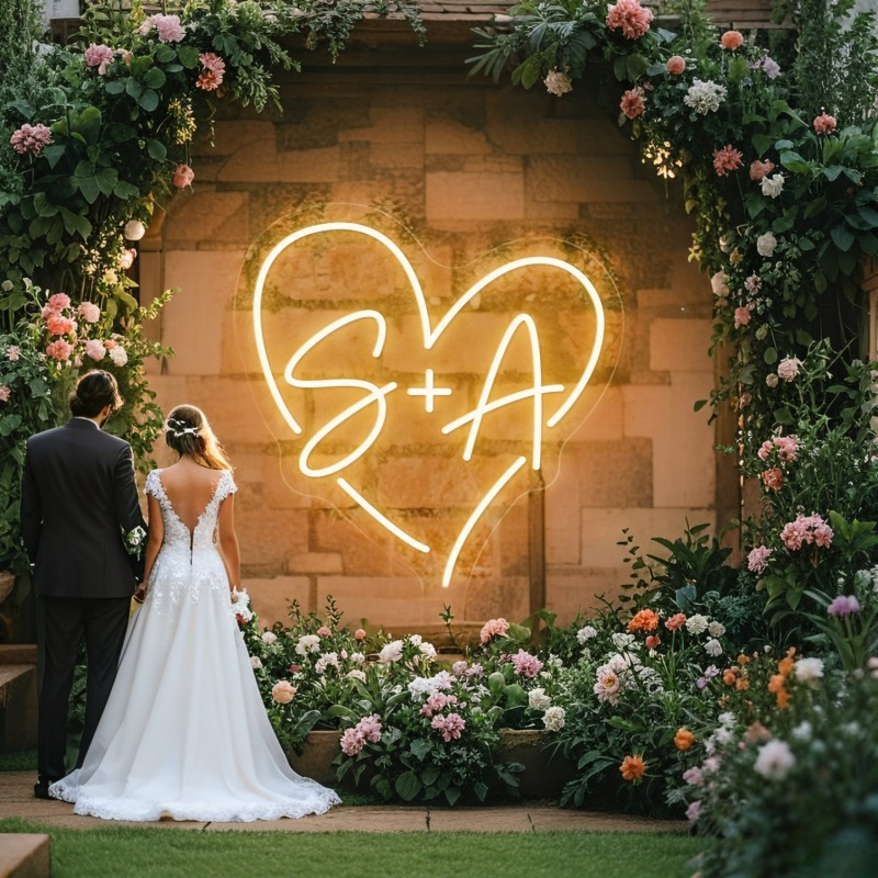 Photography Graduation - Aangepaste initialen hart LED neon teken,
