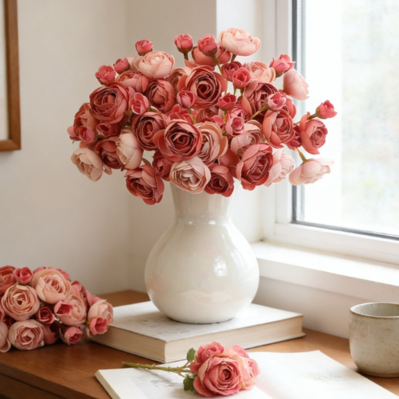 Photography Graduation - 11 INCH 6pcs-1set Kleine Camellia Bloemboeket