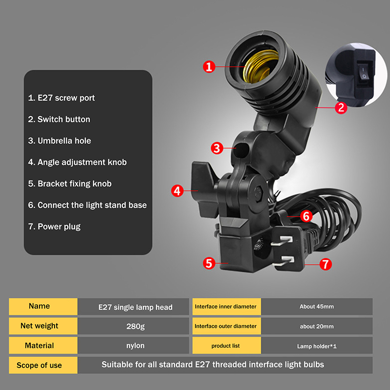 E27 AC Socket Lamp Enkele Kop  - Photography Bulb recensie en prijs